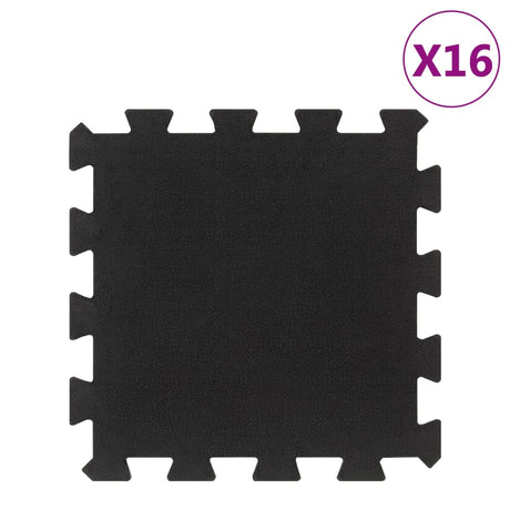 Rubbertegels 16 St 16 Mm 30X30 Cm Zwart